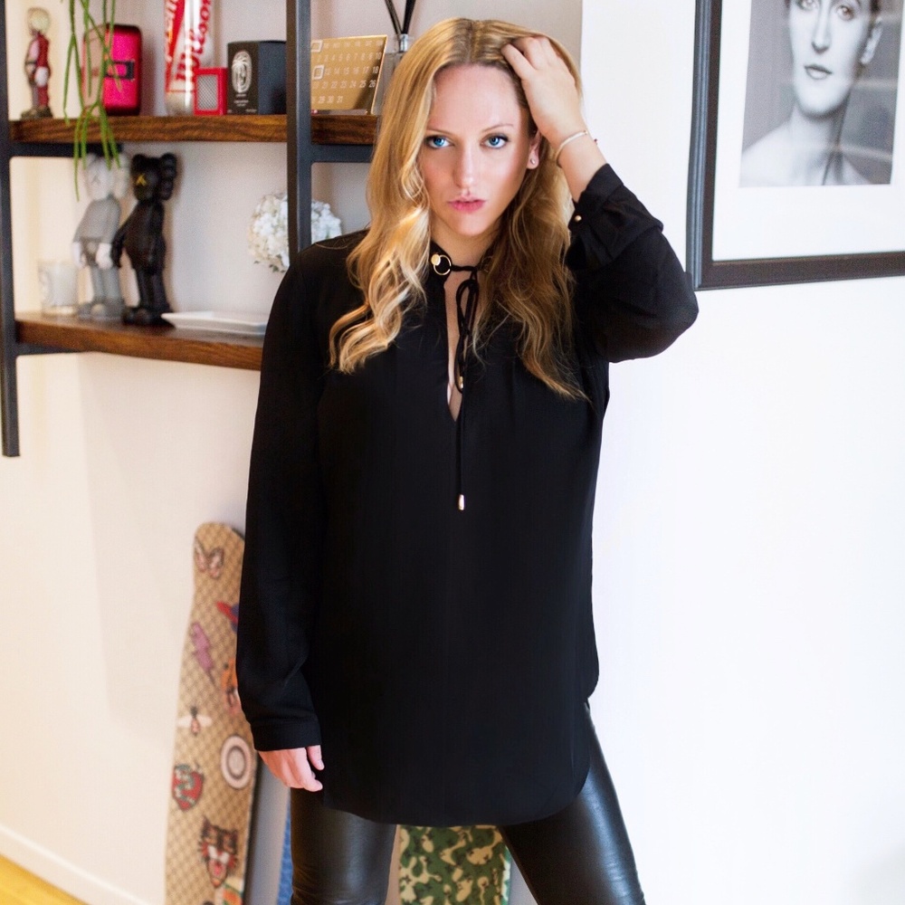 Zimmermann Black Ring Tie Blouse RTW Fall 2018